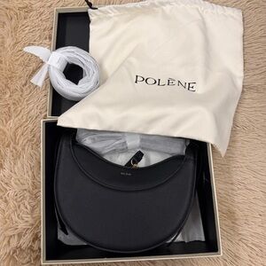 Polene Numero Dix textured Black Women's Shoulder Bag